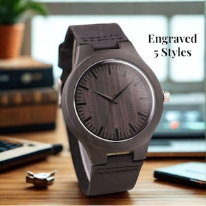 Custom Men Wood Watch Engraved Watch for Dad Personalized Husband Gift Wood Watch Box Groomsmen Gift Anniversary Gift for Him Boyfriend Gift