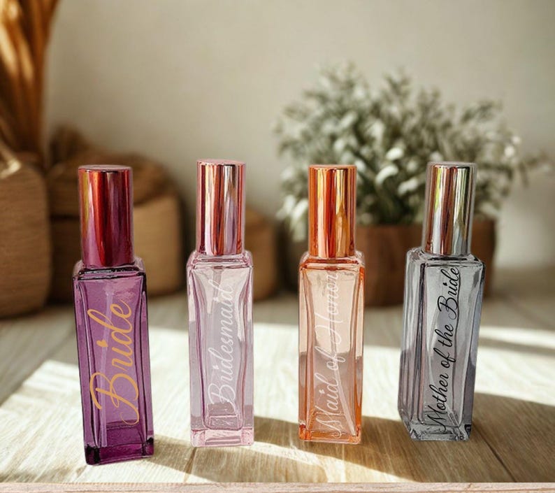Personalized Perfume Bottle Gift Set Bridesmaid Rose Gold Cap with Custom Label Wedding Day Gift for Bride image 8
