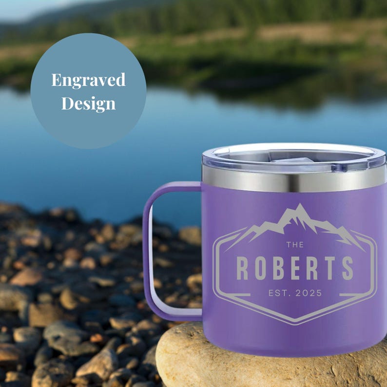 Custom Insulated Mug Thermal Travel Mug for Family Custom Wedding Gift for Housewarming Client Gift Idea for Newlywed Couple Gift for Him Roxo