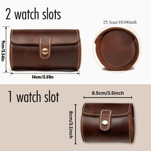Leather Watch Roll Travel Case Custom Engraving Personalized Gift Genuine Leather Storage Accessory Luxury Timepiece Travel Organizer image 5