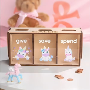 Alcancía de madera con nombre personalizado para niño, regalo para baby shower, hucha de madera personalizada, regalo de bautizo, primer cumpleaños, cumpleaños de niño pequeño imagen 1