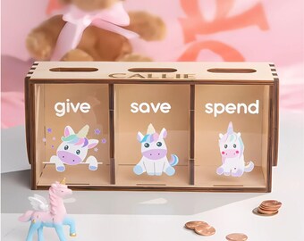 Custom Name Piggy Bank for Boy Wooden Coin Bank Baby Shower Gift Custom Wooden Money Box Baptism Gift 1st Birthday Gift Toddler Birthday