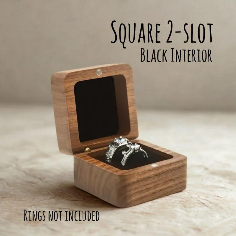 Engraved Wedding Ring Box for Ring Bearer Engagement Ring Holder for Her Wedding Keepsake Box Jewelry Box for Anniversary Gift for Wife image 11