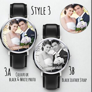 Engraved wooden watch with custom picture modern men’s accessory personalized gift idea