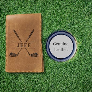 Personalized Leather Golf Yardage Book Cover Golf Tournament Gift for Golfer Custom Golf Accessory for Dad Client Gift for Lady Golfer image 3