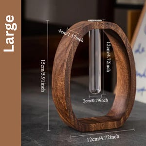 Wooden propagation vase for desk, plant cuttings display, sustainable botanical decor gift
