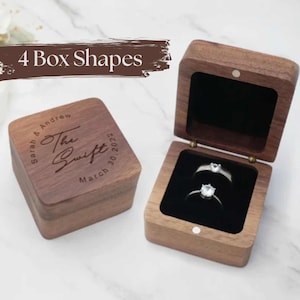 Custom Wooden Ring Box Proposal Engagement Ring Box for Wedding Keepsake Ring Box Jewelry Box Anniversary Ring Holder Jewelry Box for Her