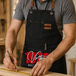 Personalized Canvas Apron for Women Chef Kitchen Wear Gift for Mom Heavy Duty Apron with Pocket BBQ Dad Baker Gift for Art Teacher image 2