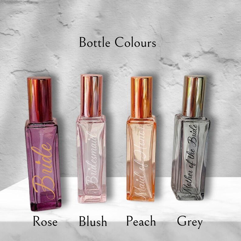 Personalized Perfume Bottle Gift Set Bridesmaid Rose Gold Cap with Custom Label Wedding Day Gift for Bride image 7
