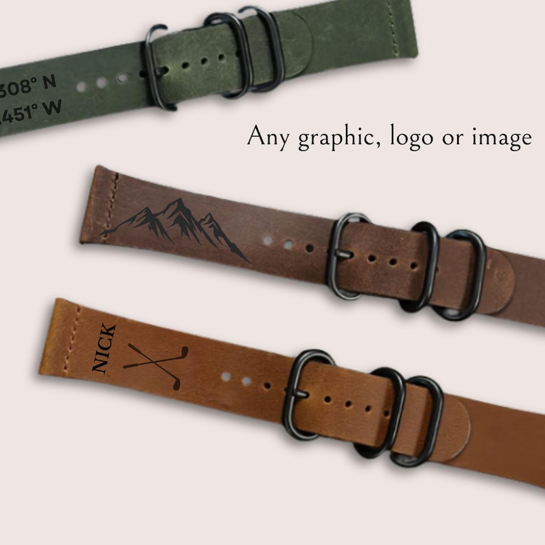 Custom Leather Smartwatch Band for Anniversary Gift for Husband Groomsmen Proposal Box Filler Corporate Retirement Gift for Her Birthday immagine 2
