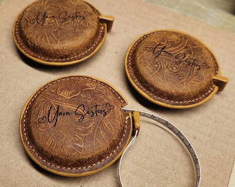 Personalized Leather Measuring Tape Holder Engraved Gift for Seamstress Teacher Groomsman Proposal Retirement Gift