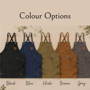 Personalized Canvas Apron for Women Chef Kitchen Wear Gift for Mom Heavy Duty Apron with Pocket BBQ Dad Baker Gift for Art Teacher image 5