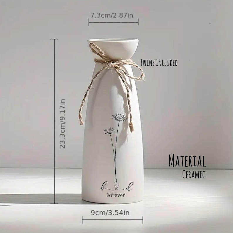 Personalized Flower Vase Engraved Wedding Vase Ceramic Home Decor Bridal Shower Vase Bridal to Be Centrepiece Farmhouse Flower Vase for Mom bild 9