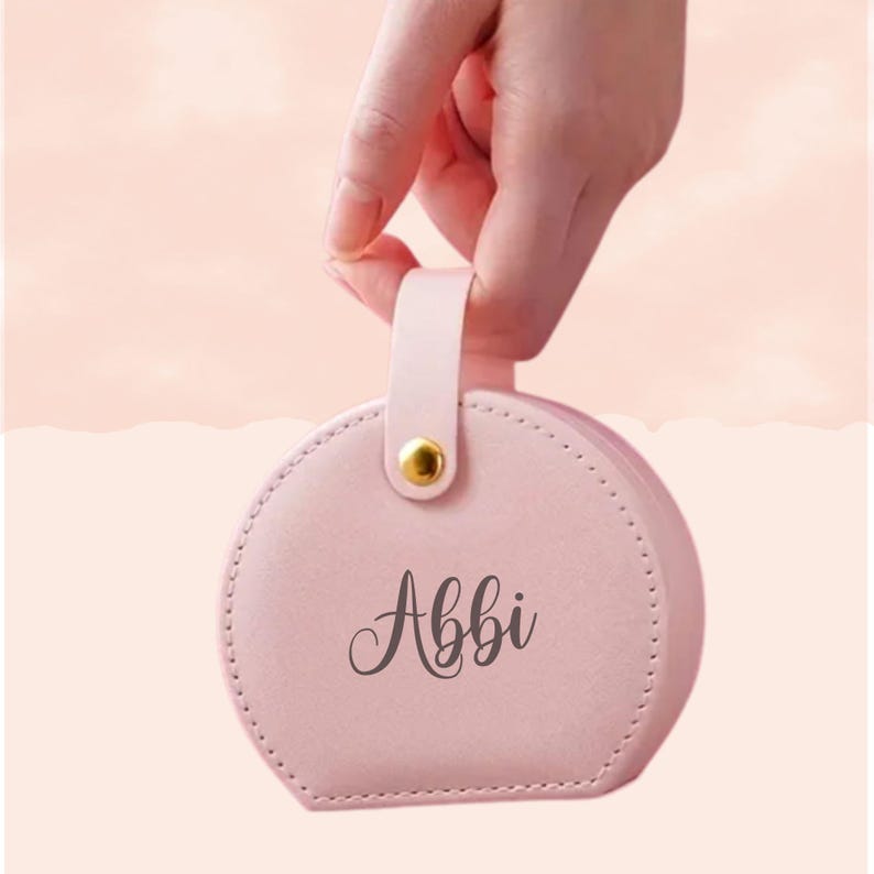Personalized Jewelry Box for Daughter Gift Idea for Bridesmaid Gift Box with Engraved Name Design Custom Name Travel Jewelry Case for Her Blush