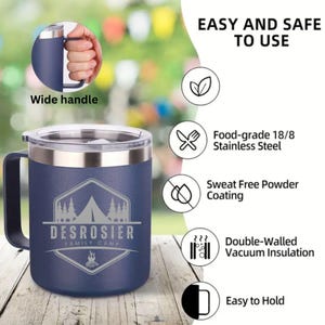 Custom Insulated Mug Thermal Travel Mug for Family Custom Wedding Gift for Housewarming Client Gift Idea for Newlywed Couple Gift for Him imagem 3