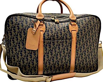 Authentieke Vintage Christian Dior Trotter 2 Zip-bagage met schouderband