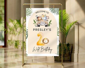 Editable Safari Birthday Welcome Sign, Instant Download, Jungle Animals Birthday Sign, Two Wild Birthday, Instant Download, Two Wild Sign