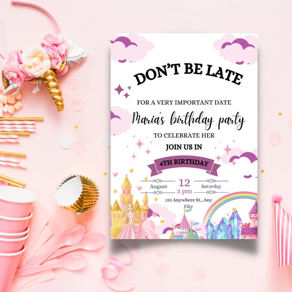 Enchanting Castle Birthday Party Invitation - Customizable Fairytale Theme