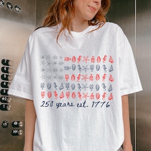 America 250 Shirt, Seashells USA Flag, 4th July Family Matching Tee