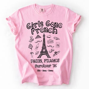 Paris Trip Reveal Group Shirts, CustomGirls Gone French Europe Vacation T-shirt