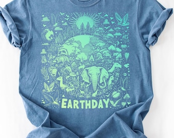 Earth Day Retro Shirt, Vintage 90er Jahre inspiriertes Tropenwald-T-Shirt, Komfortfarben