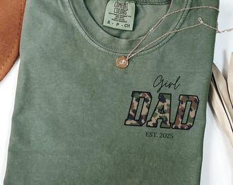 Comfort Colors Girl Dad Shirt, Personalized Fathers Day Gift