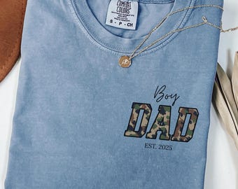 Custom Boy Dad Shirt, Est. Fathers Day Tee, Comfort Colors Pregnancy Announcement