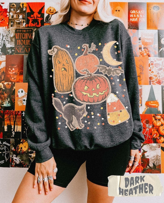 Vintage Halloween Pumpkin Sweater, 90s Spooky Sweatshirt Unisex