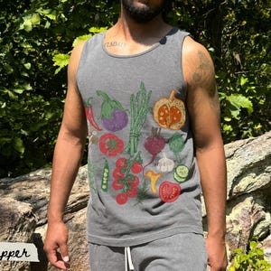 Hand Drawn Vegetables Tank Top, Comfort Colors Farmers Market Shirt image 8