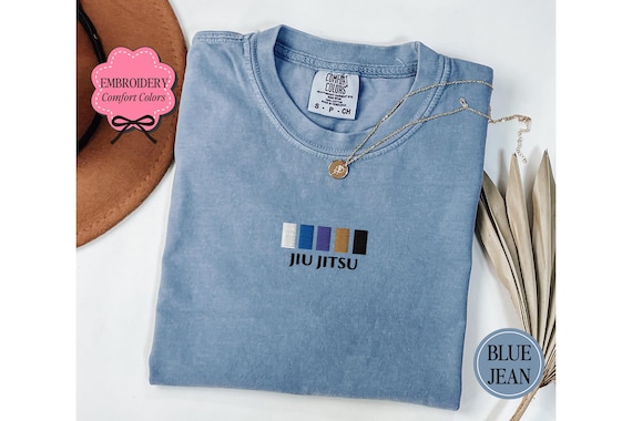Jiu Jitsu Shirt, Embroidered Belt Display, BJJ Gifts, Brazilian Gi T-Shirt