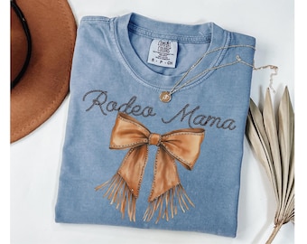 Rodeo Mama Bow T-Shirt,  Comfort Colors Cowgirl Tee