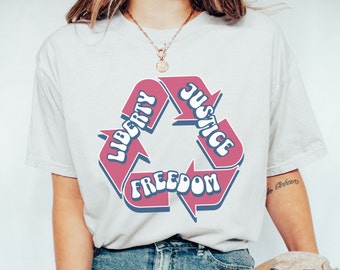 4th of July Graphic t-shirt, Recycle Freedom Comfort Colors
