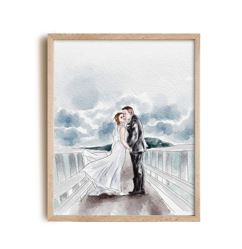 Custom Wedding Portrait Painting from Photo, 1st Anniversary Gift, Gift for Her/Him, Couple Gift, Engagement Gift, Hand Drawn Illustration image 4