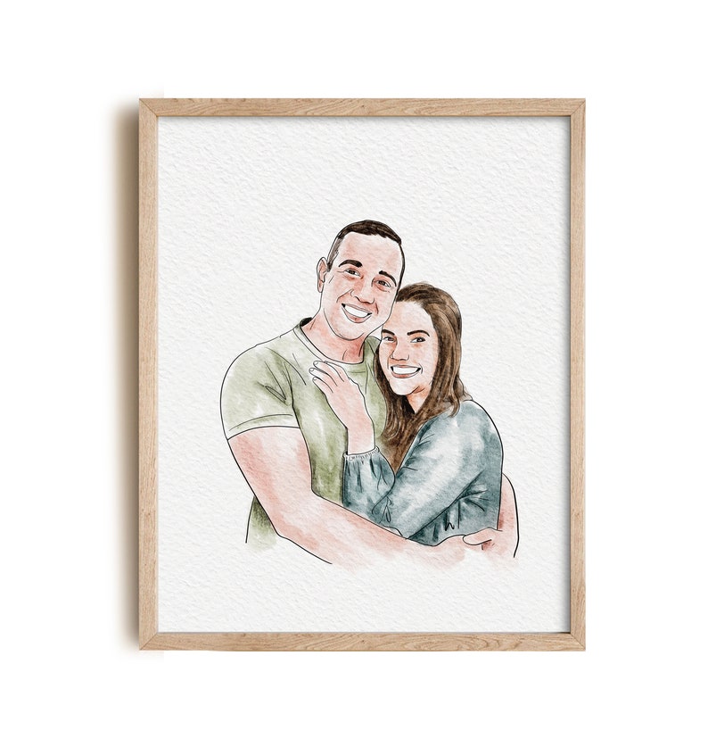 Custom Wedding Portrait Painting from Photo, 1st Anniversary Gift, Gift for Her/Him, Couple Gift, Engagement Gift, Hand Drawn Illustration image 6