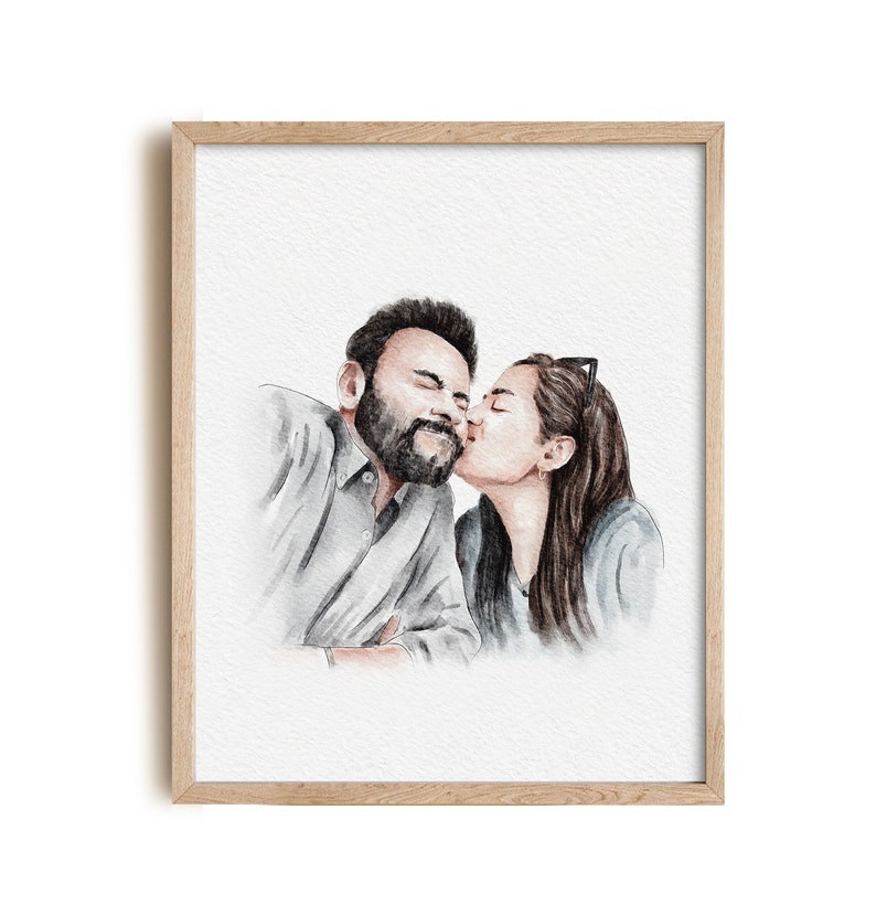 Custom Wedding Portrait Painting from Photo, 1st Anniversary Gift, Gift for Her/Him, Couple Gift, Engagement Gift, Hand Drawn Illustration image 2