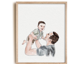 watercolor Portrait From Photo, Personalized Wedding Gift, Anniversary Gifts For Wife Husband, Couple Portrait, Family Gift