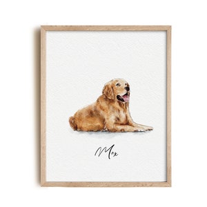 Custom Minimal Watercolor Pet Portrait, Pet Loss Gift, Dog Portraits From Photo, Personalised Dog memorial Gift on Framed