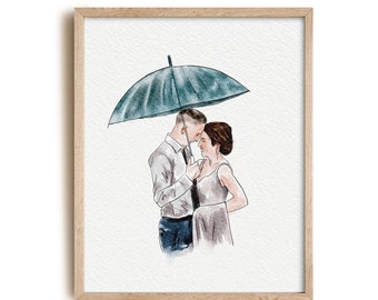 Watercolour Line People Portrait, Custom Detailed Wedding Portraits, Gifts For The Couple, Personalised Art, Custom family portrait