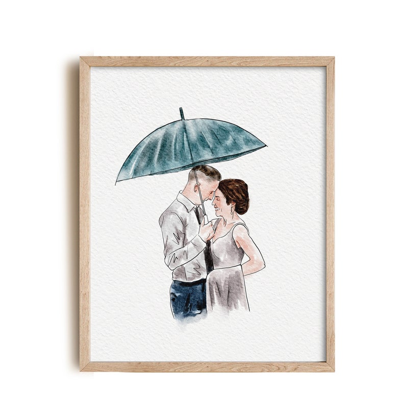 Custom Wedding Portrait Painting from Photo, 1st Anniversary Gift, Gift for Her/Him, Couple Gift, Engagement Gift, Hand Drawn Illustration image 5