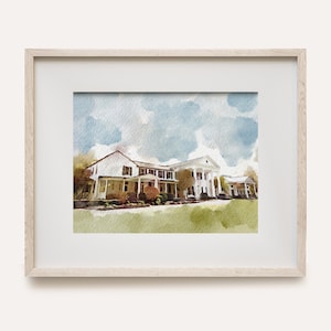 Aangepast huisportret, huisportret, sluitingscadeau makelaar, huis schilderij, huisillustratie, eerste huiscadeau, aquarel huisportret
