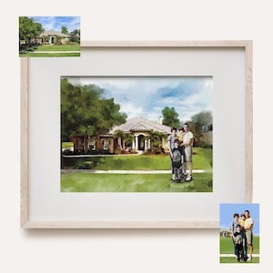 Aangepaste aquarel huis schilderij print met eigenaar, huis schilderij van foto, housewarming cadeau, sluitingscadeau makelaar, eerste cadeau thuis