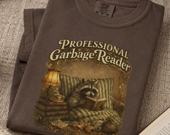 Professional Garbage Reader Raccoon Shirt, Funny Book Lover Tee, Cozy Reader Gift, Introvert Reading T Shirt, Bookworm Tee