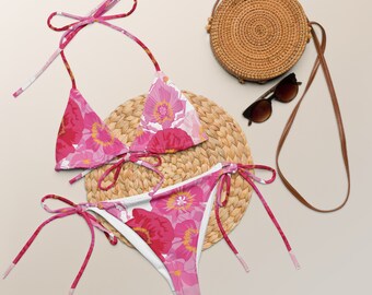 All-over print recycled string bikini