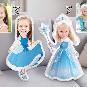 Custom Face Pillow,Personalized Photo DIY Humanoid Cushion,Princess Pillow with Face,Birthday Girl Decor,Back to School Gift for Daughter