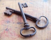 RARE 18th Century Iron Skeleton Keys - French Cross Bit Skeleton Key - Large Gothic Keys