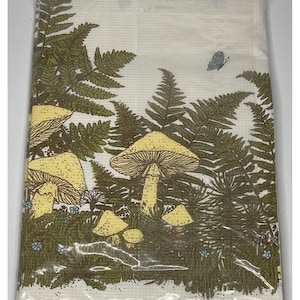Vintage 70s Merry Mushroom Papier Tischdecke Bezug 44x44&quot;