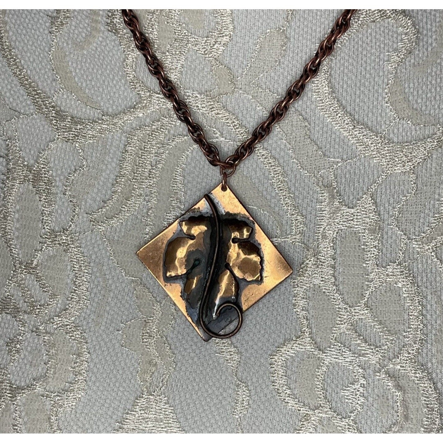 Collier Pendentif Artistique En Cuivre Soudé - Pièce Unique, Imposant