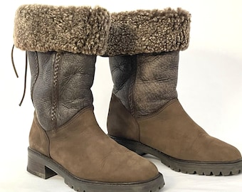 Vintage Schapuro Boots sz 41 Made in West Germany Shearling Lined Leather Brown