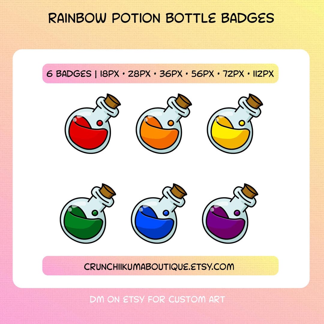 Rainbow Potion Bottle Twitch Sub/bit Badges Etsy