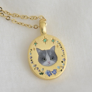 Personalized Cat Memorial Necklace, Pet Enamel Necklace, Cat Keepsake, Dog Memorial, Personalized Jewelry, Gift For Pet Lover